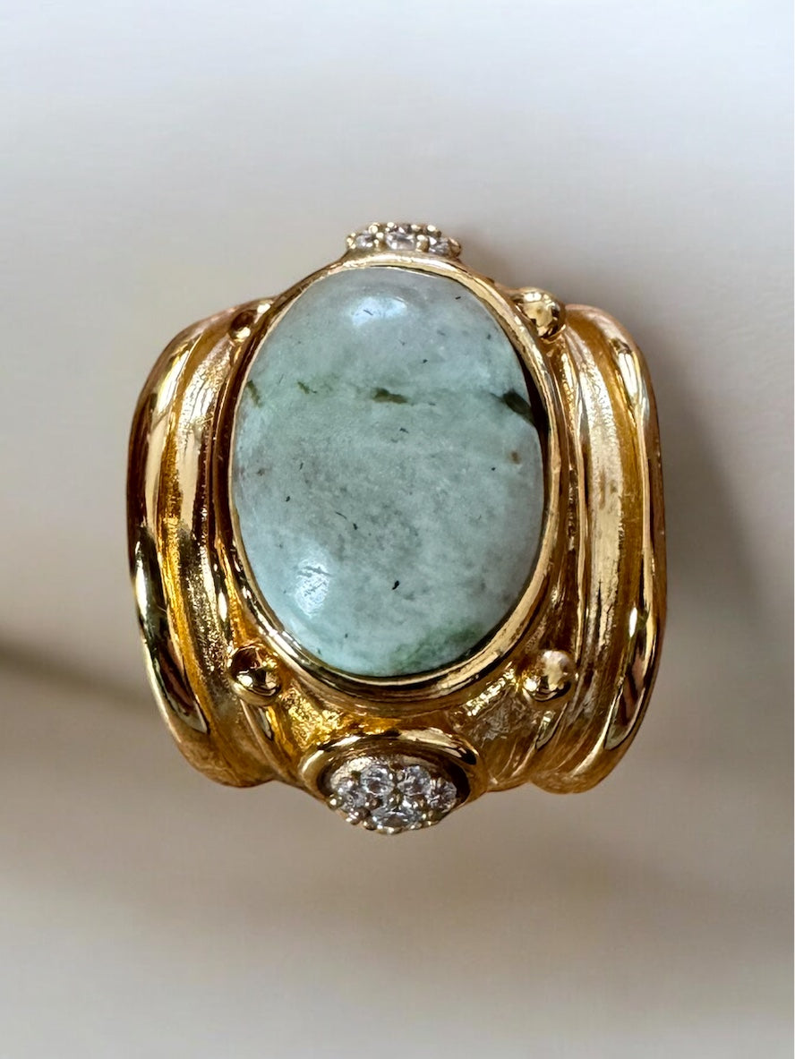 GAS BIJOUX - Bague SIMONE dorée à l'or fin - Labradorite et cristaux de Swarovski Taille 2