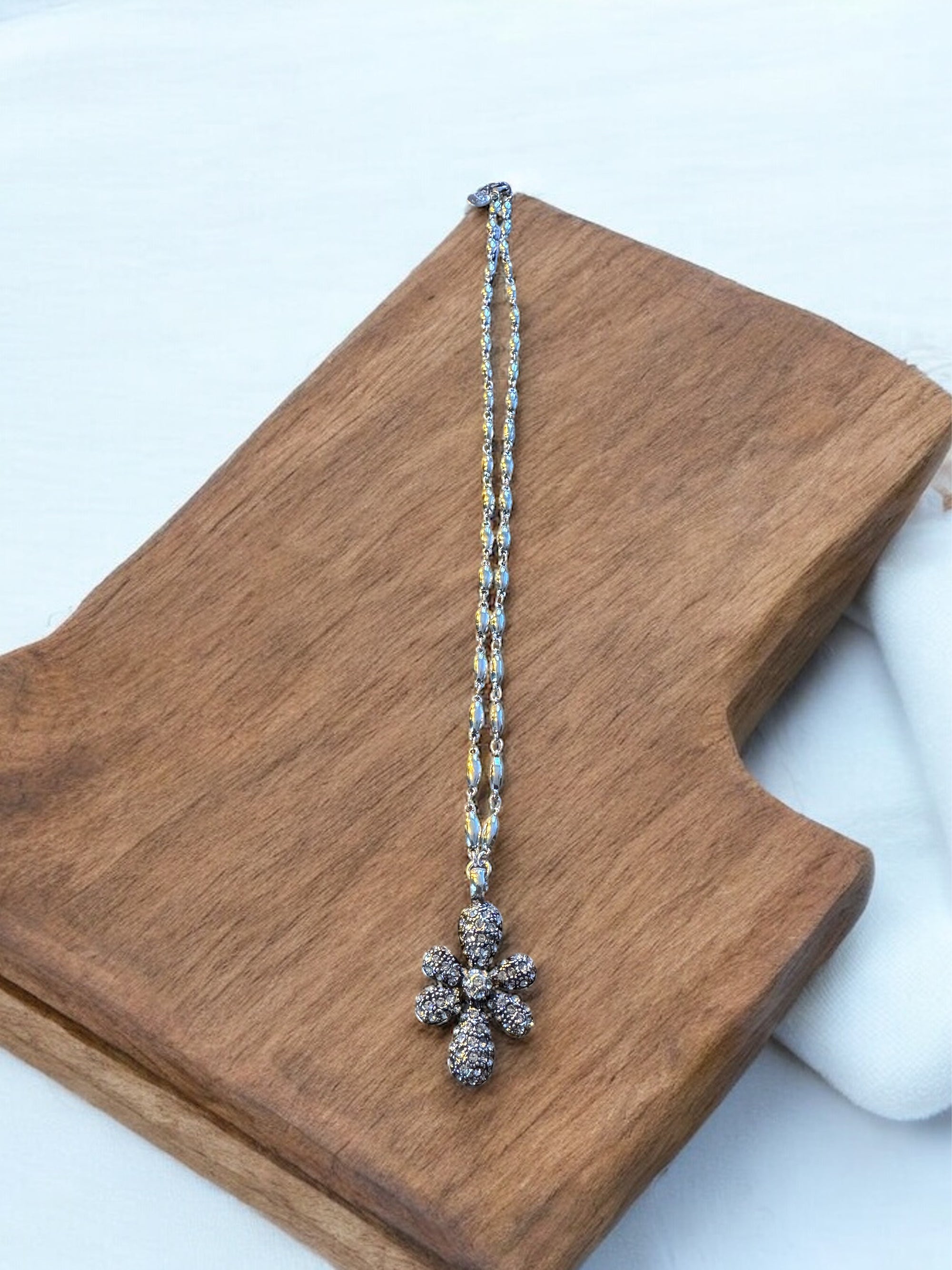 GAS BIJOUX - Collier AGAPA argenté cristaux blancs