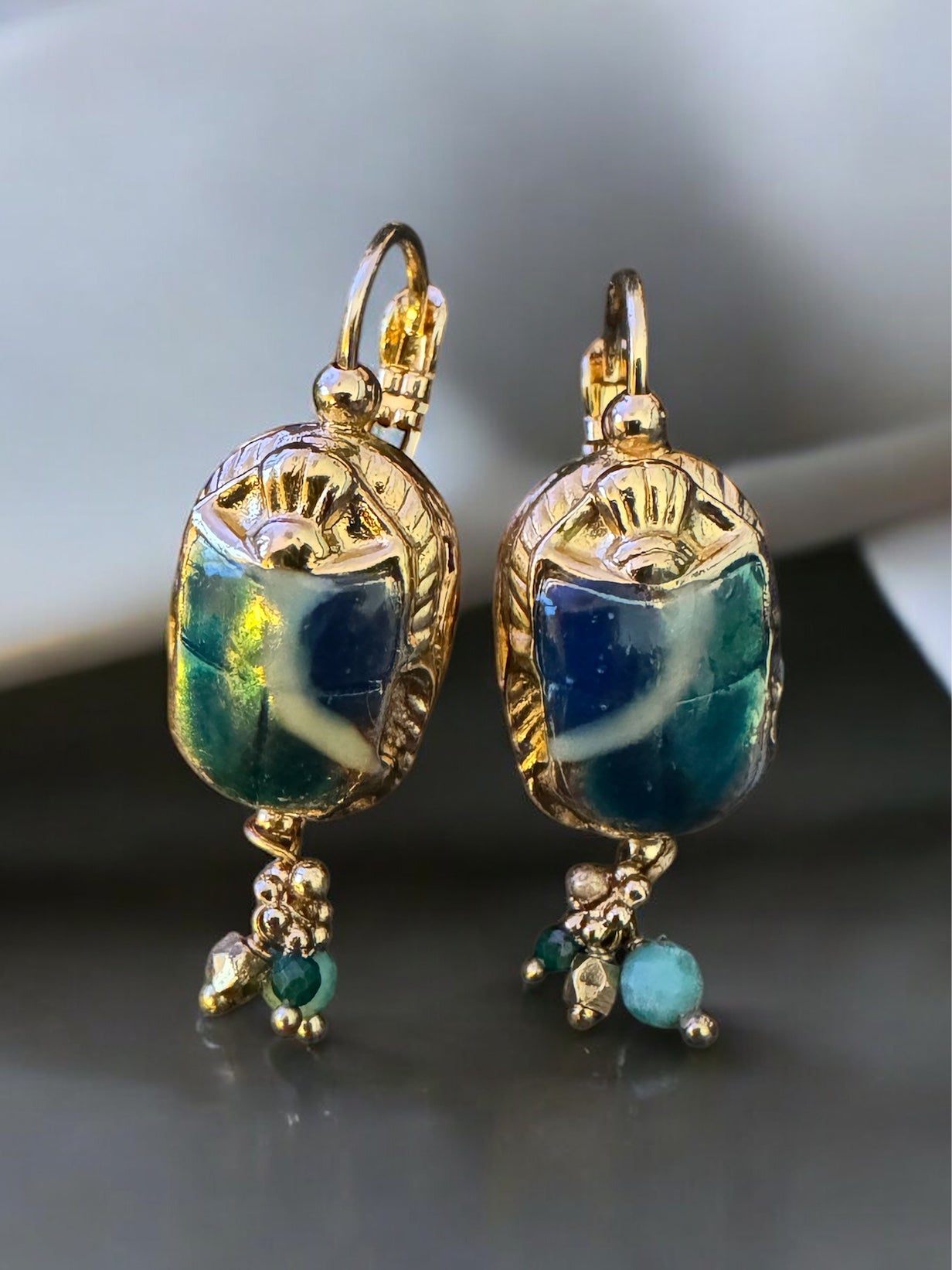 GAS BIJOUX - Boucles d'oreilles SCARAMOUCHE émail dorées métal doré à l'or fin