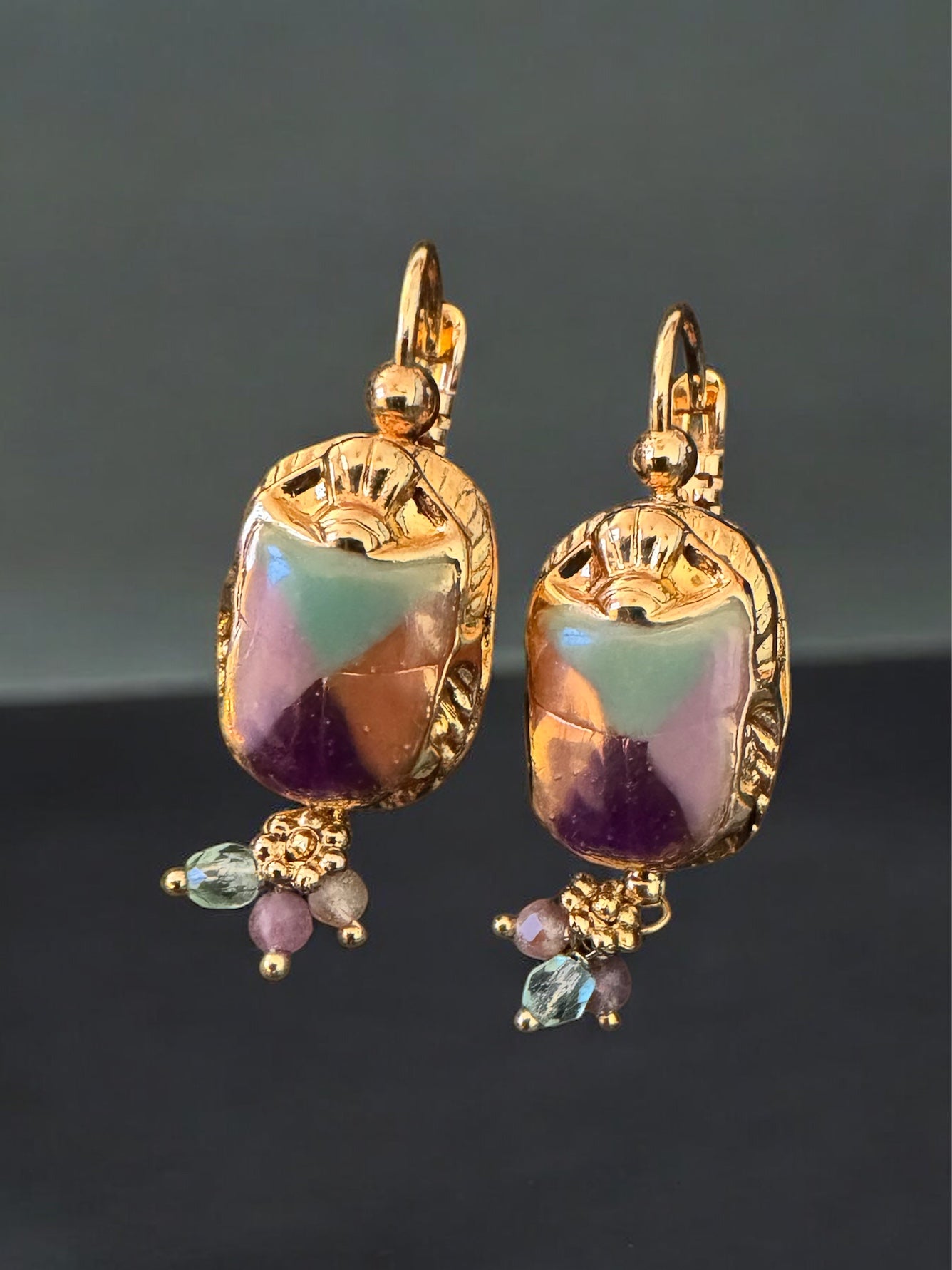 GAS BIJOUX - Boucles d'oreilles SSCARMOUCHE émail dorées métal doré à l'or fin