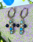 GAS BIJOUX -Boucles d’oreilles TAO CRUZITA dorées à l’or fin - Tons de bleus
