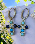 GAS BIJOUX -Boucles d’oreilles TAO CRUZITA dorées à l’or fin - Tons de bleus
