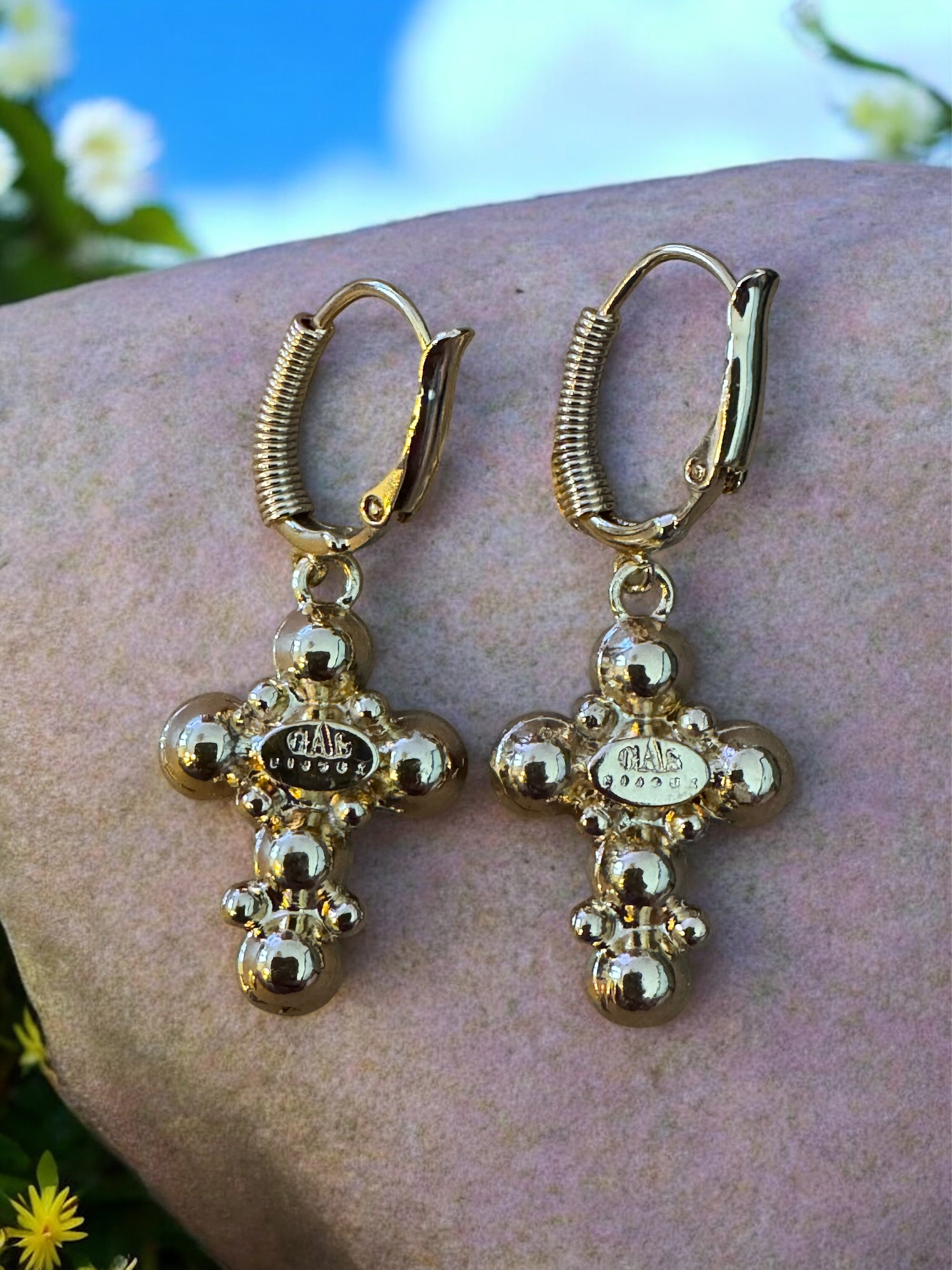GAS BIJOUX -Boucles d’oreilles TAO CRUZITA dorées à l’or fin - Tons de bleus