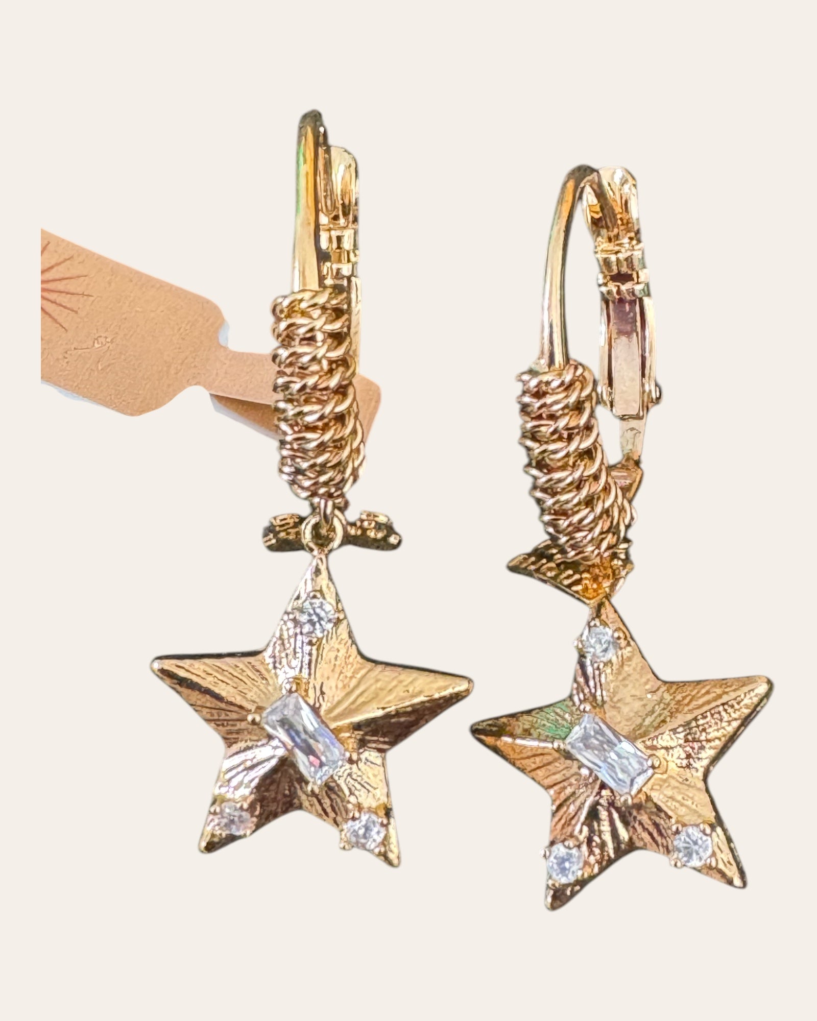 GAS BIJOUX - Boucles d'oreilles TAO forme étoile dorées à l'or fin