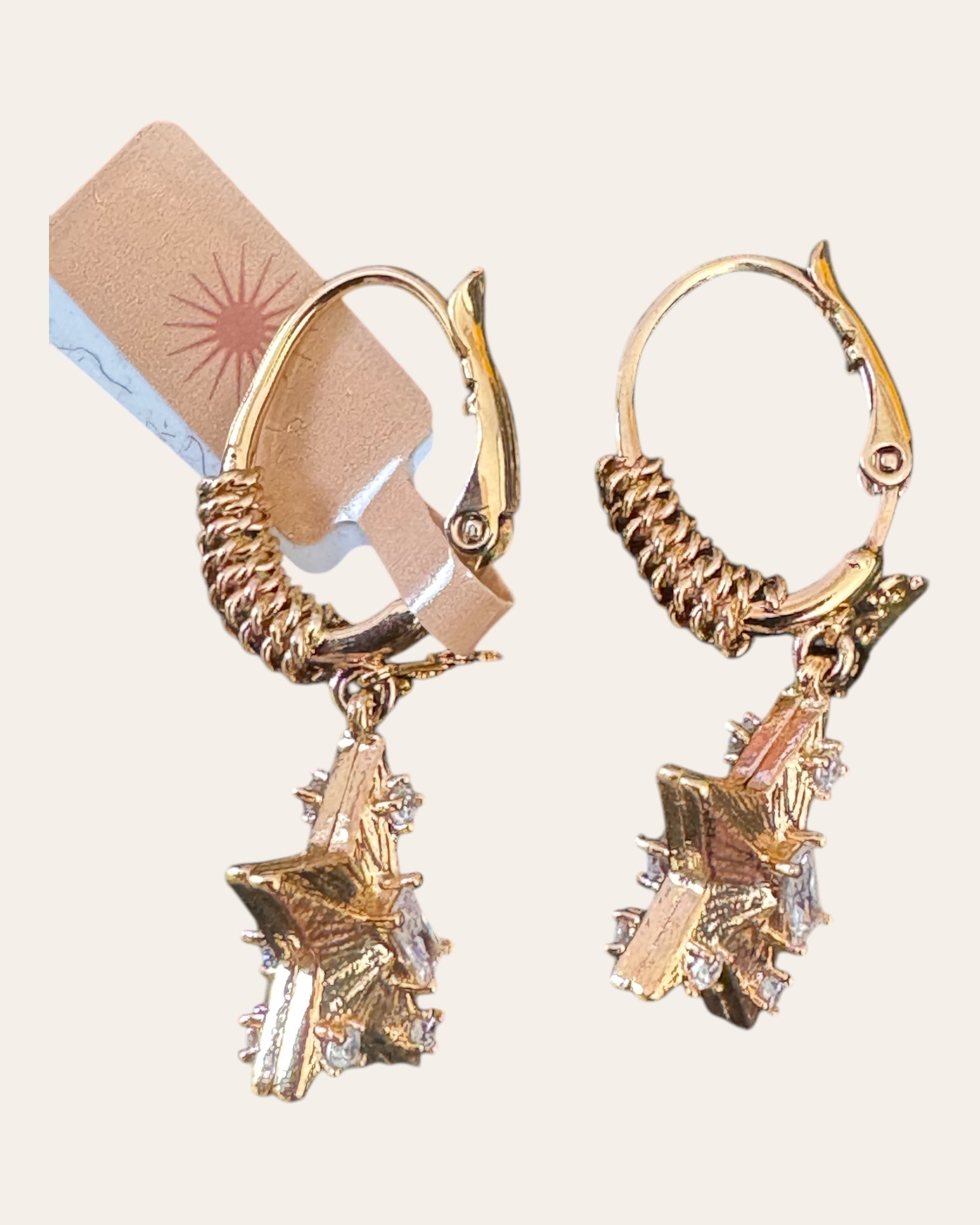 GAS BIJOUX - Boucles d'oreilles TAO forme étoile dorées à l'or fin
