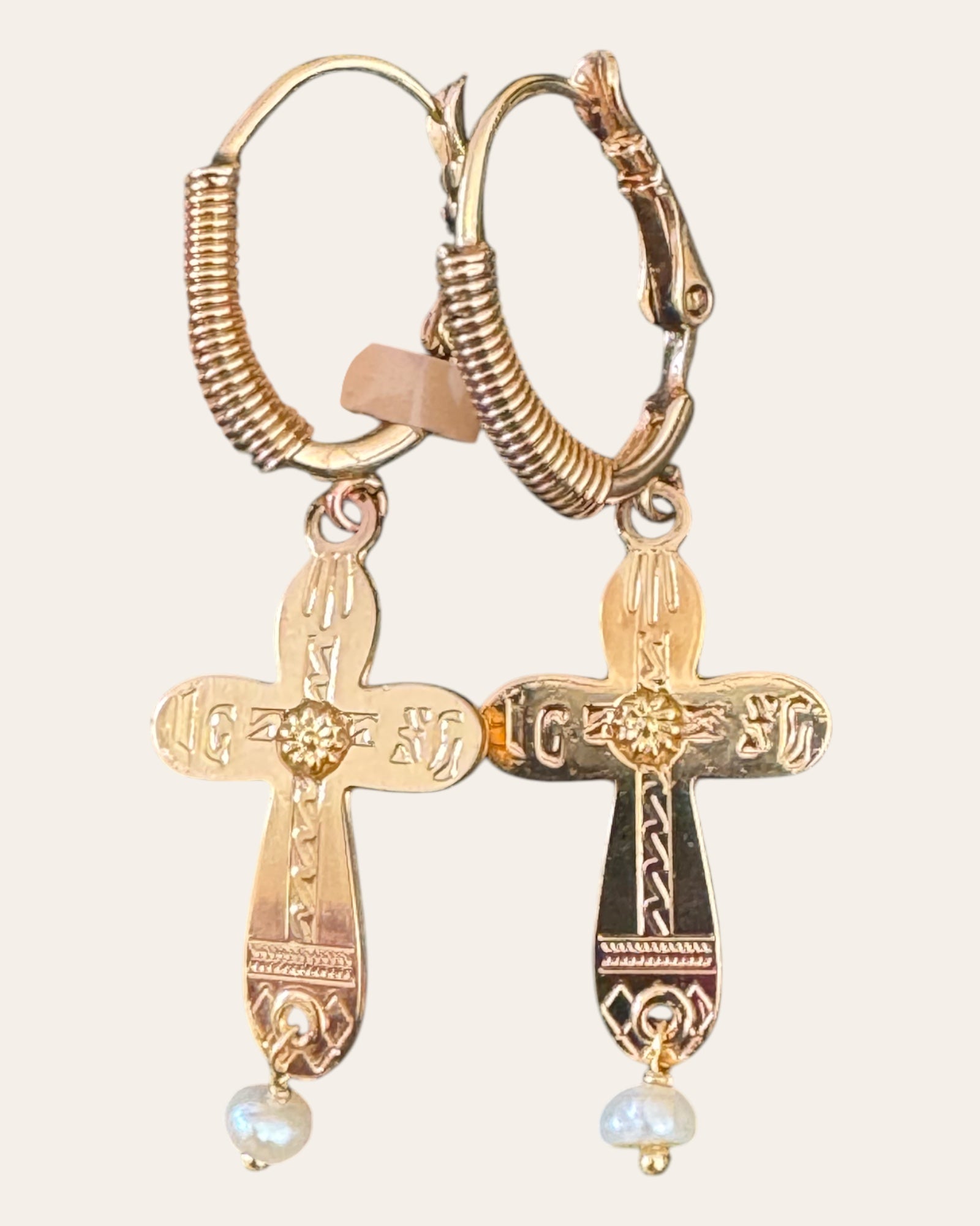 GAS BIJOUX - Boucles d'oreilles TAO CRUZ dorées. à l'or fin