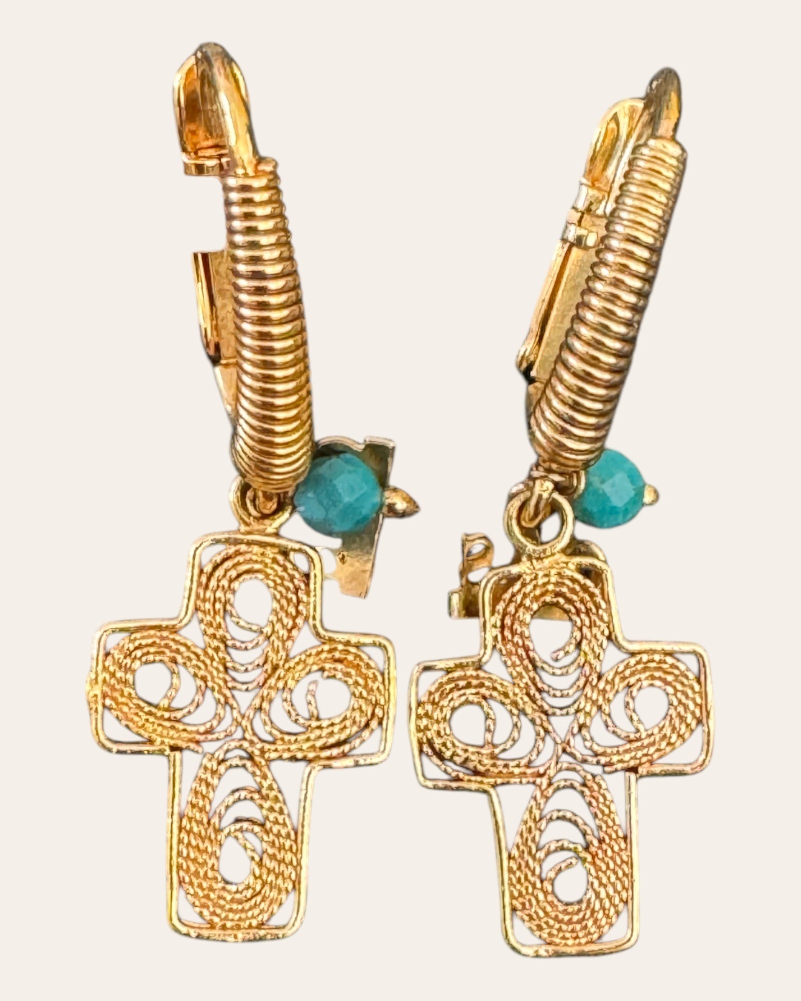 GAS BIJOUX - Boucles d'oreilles TAO CROIX YUCA dorées à l'or fin