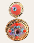 GAS BIJOUX - Boucles d'oreilles SEQUINS dorées - ORANGE et VIOLET