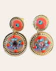 GAS BIJOUX - Boucles d'oreilles SEQUINS dorées - ORANGE et VIOLET