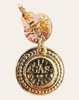 GAS BIJOUX - Boucles d'oreilles SEQUINS dorées - ORANGE et VIOLET