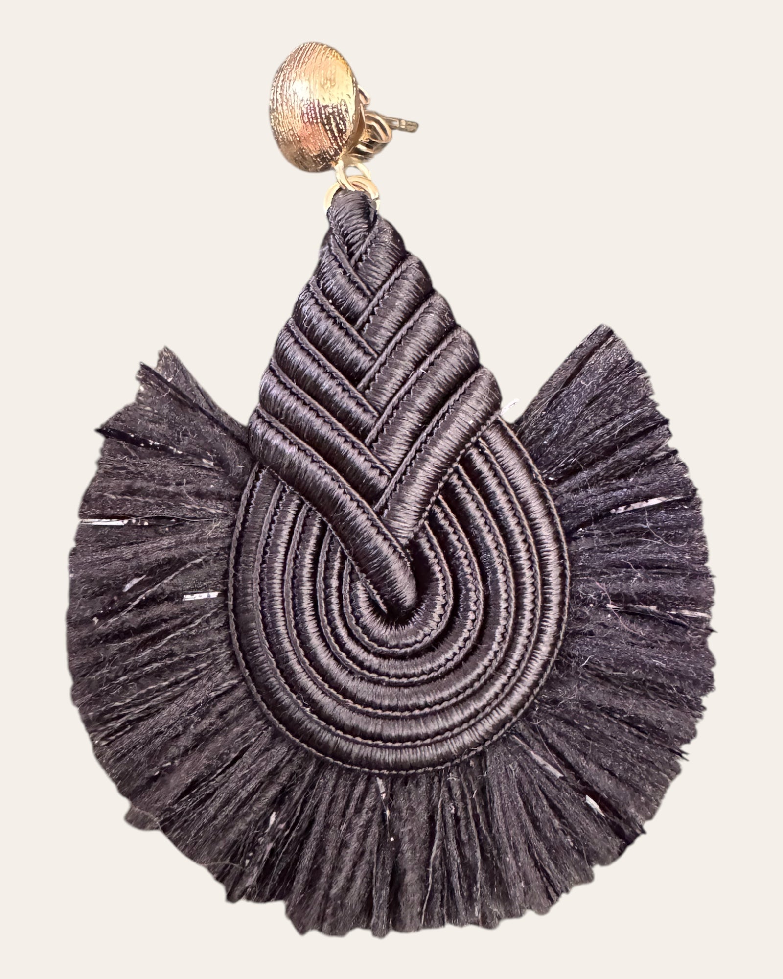 EFFET BIJOUX - Boucles d'oreilles en passementerie - Mademoiselle - NOIRE