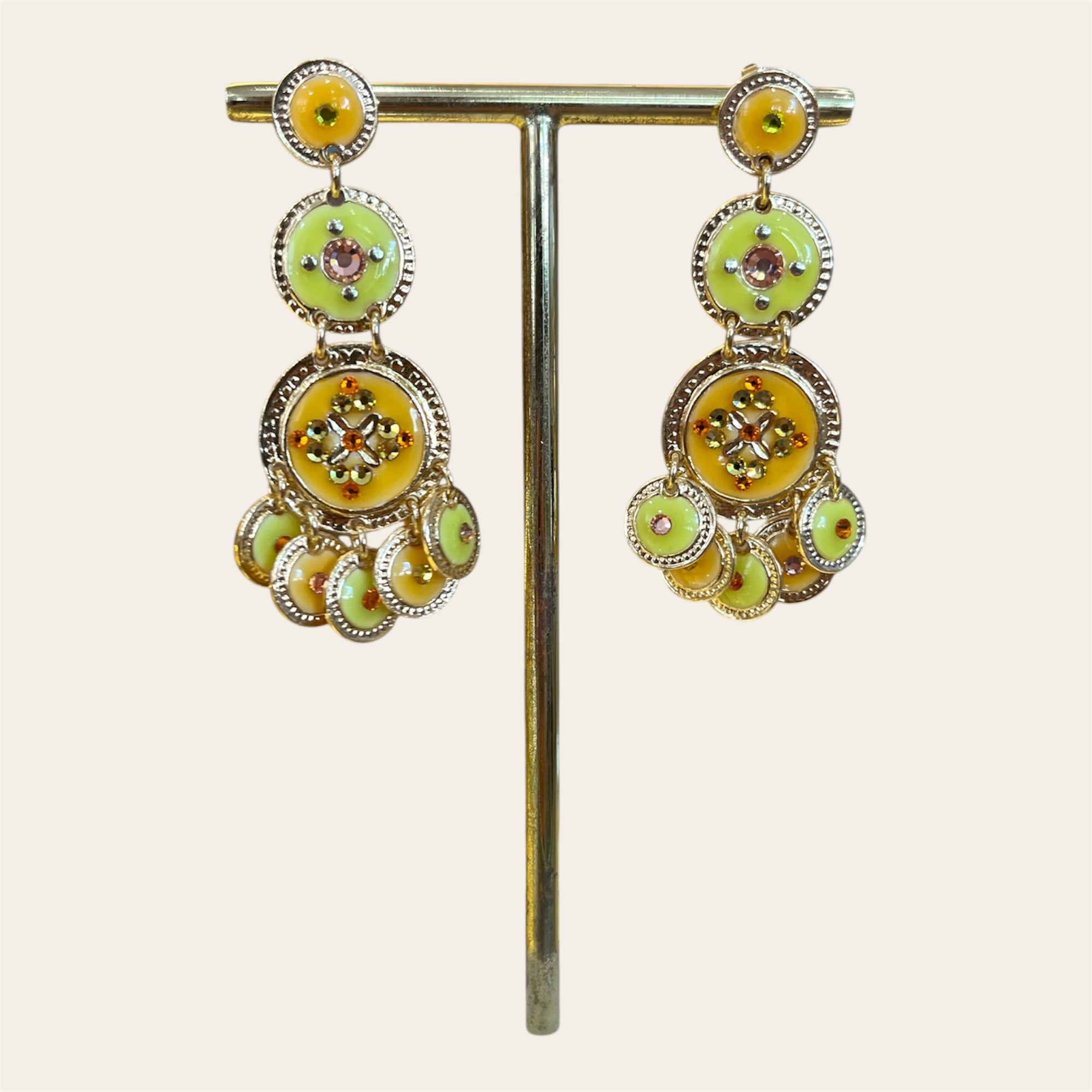 GAS BIJOUX - Boucles d'oreilles Sequin trois rangs dorées - Jaune