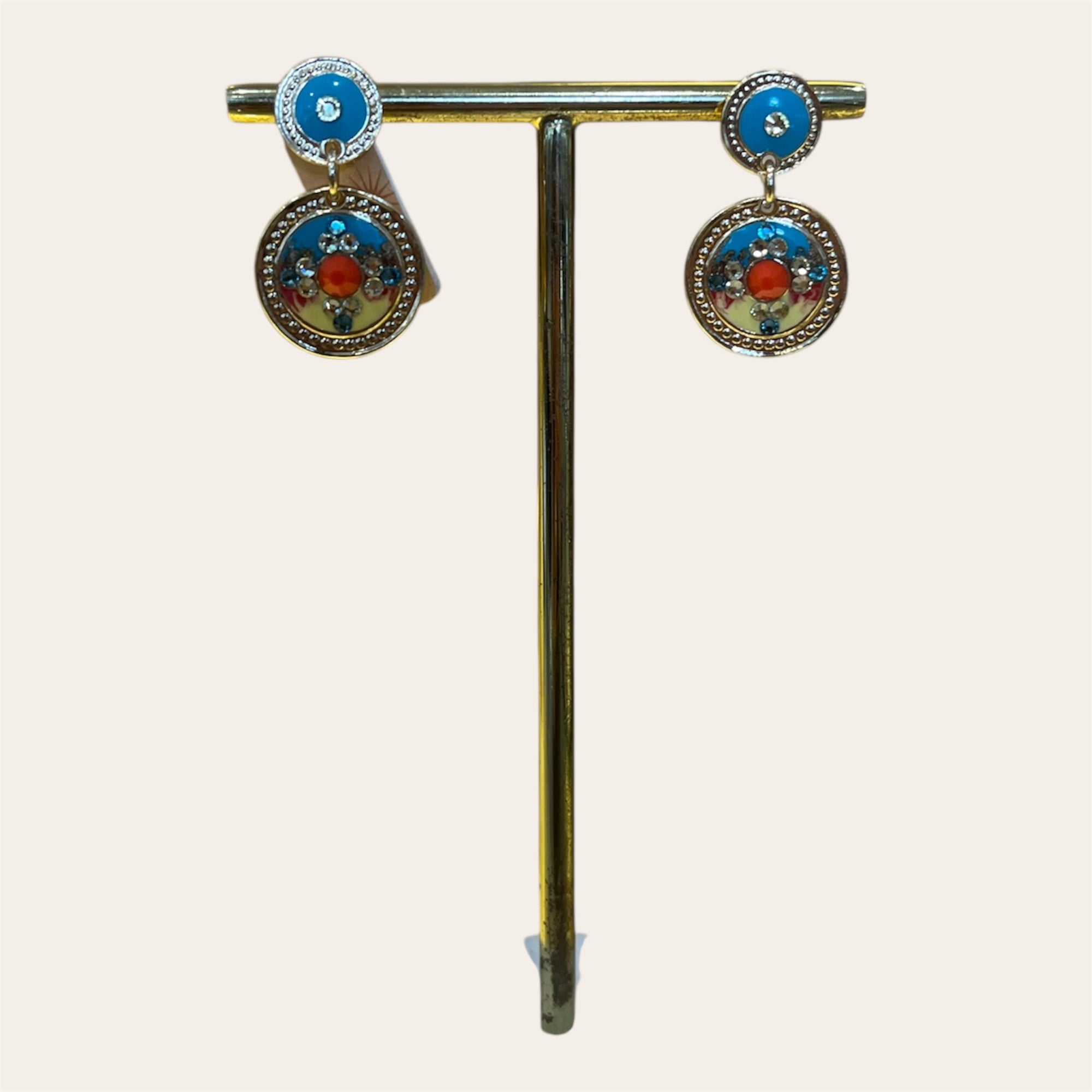 GAS BIJOUX - Boucles d'oreilles Sequin dorées - Bleu ciel