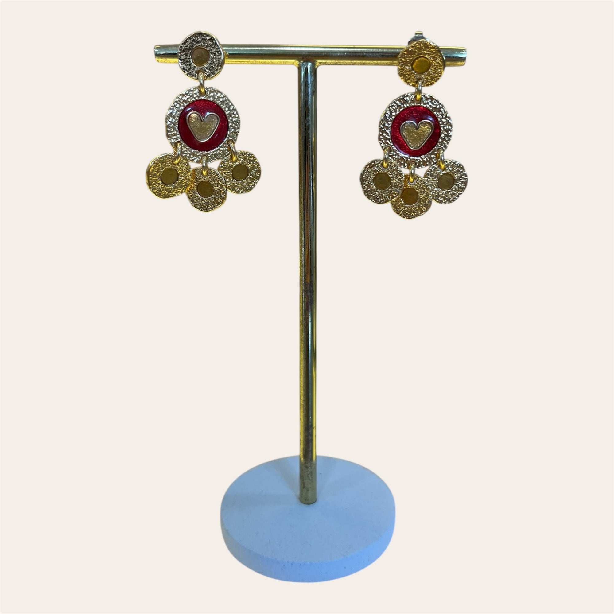 GAS BIJOUX - Boucles d'oreilles Sequin Coeur rouge