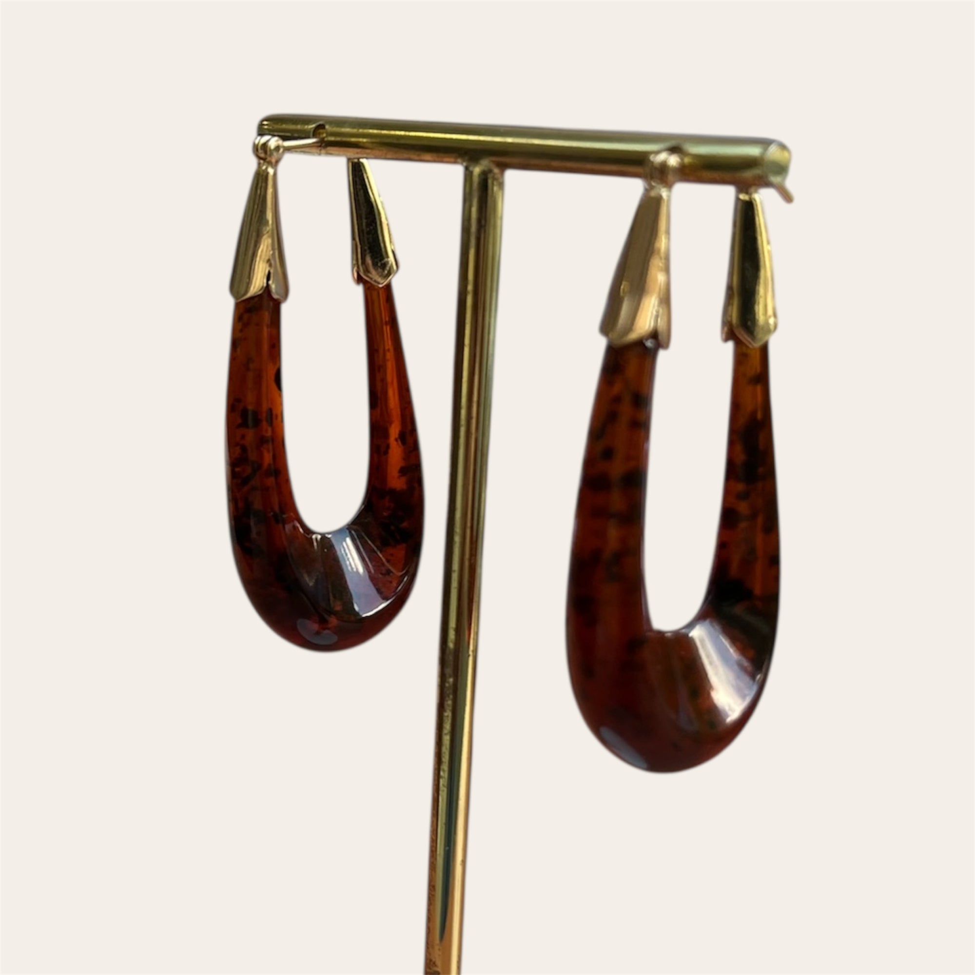 GAS BIJOUX - Boucles d'oreilles Écume acétate dorées - Ecaille