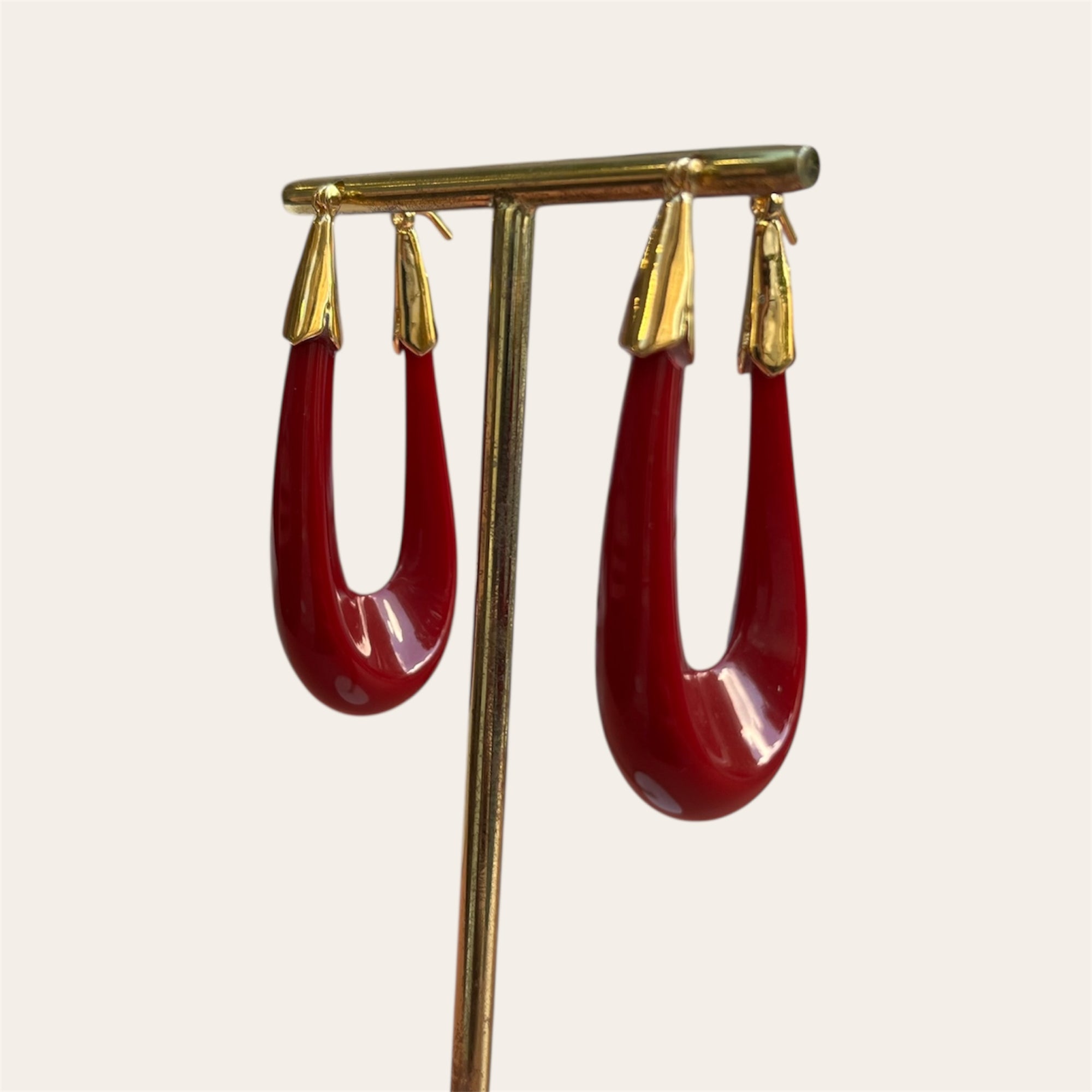 GAS BIJOUX - Boucles d'oreilles Écume acétate dorées - Bordeaux