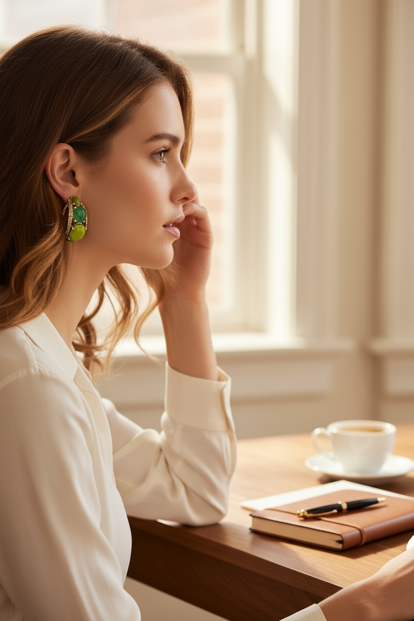 GAS BIJOUX - Boucles d’oreilles OREA dorées à l’or fin - Tons de verts