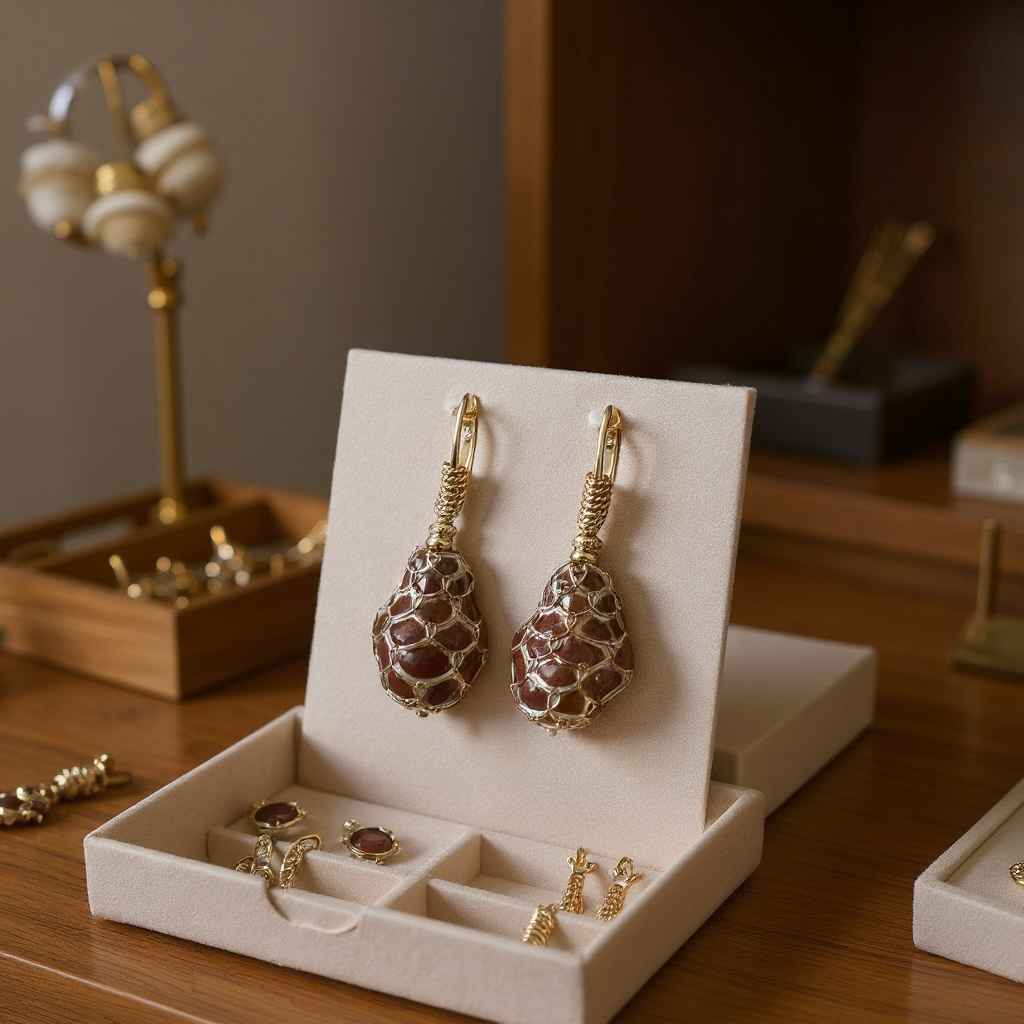 GAS BIJOUX - Boucles d’oreilles TAO BIWA émail marron dorées à l’or fin