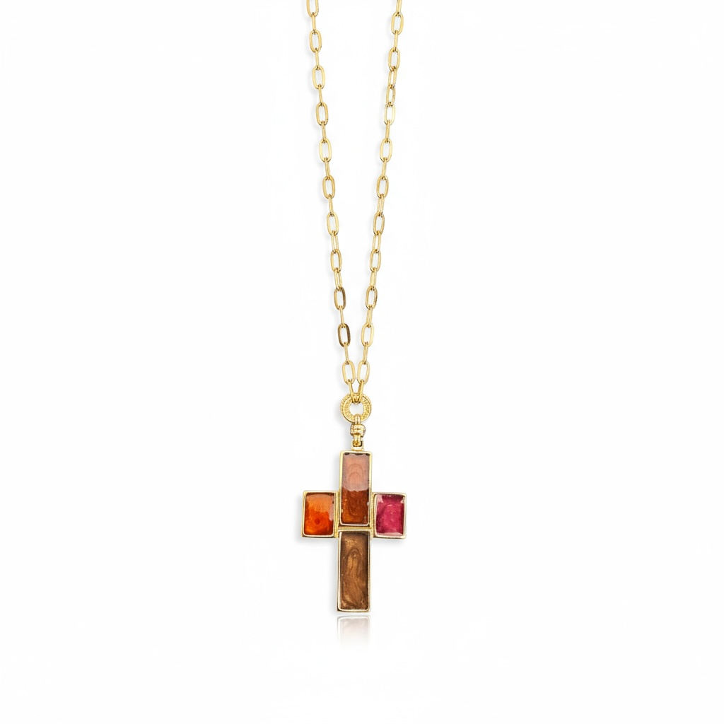 GAS BIJOUX - Sautoir CROIX émail - NOUVEAU MODELE