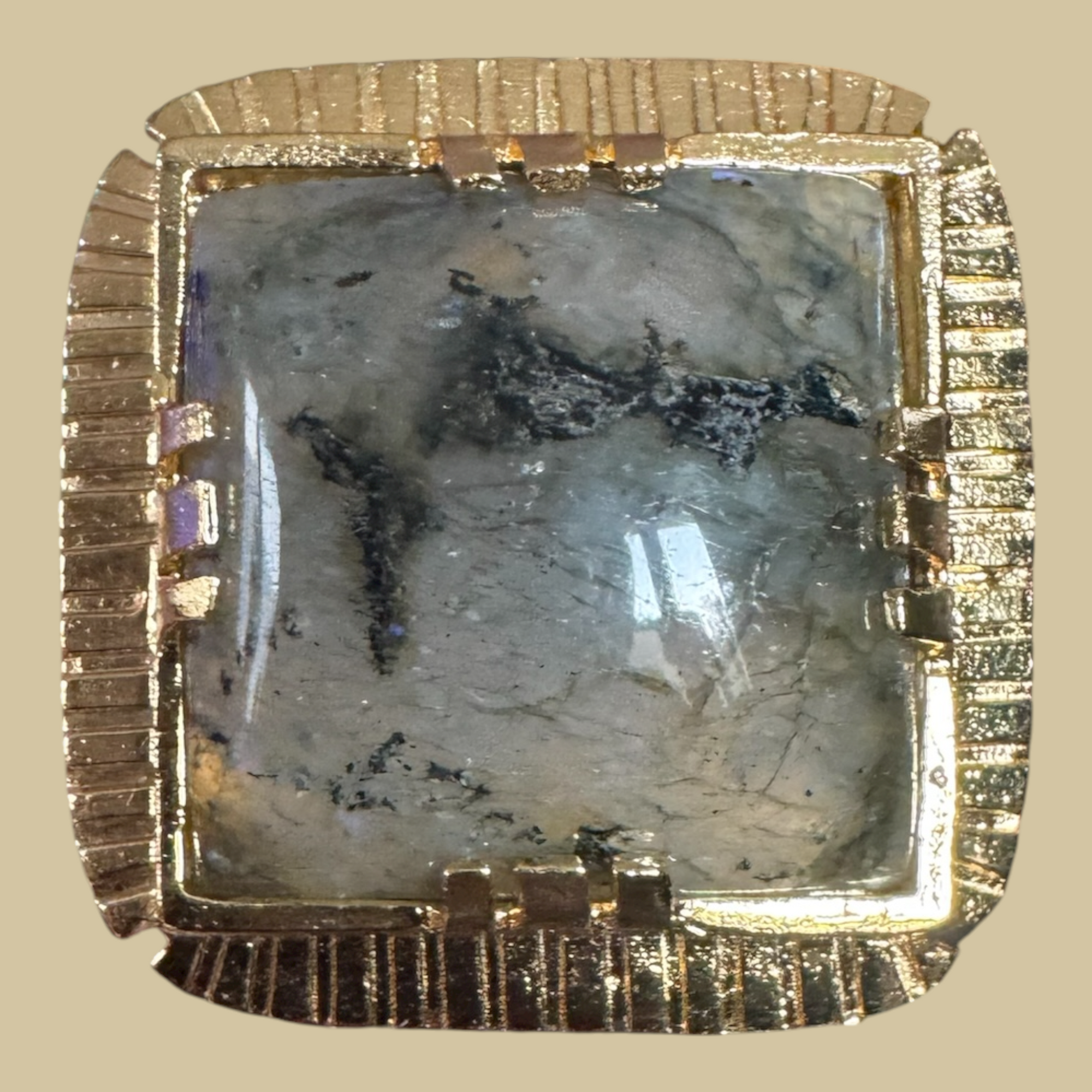 GAS BIJOUX - Bague ARTY chevalière dorée à l'or fin - Labradorite