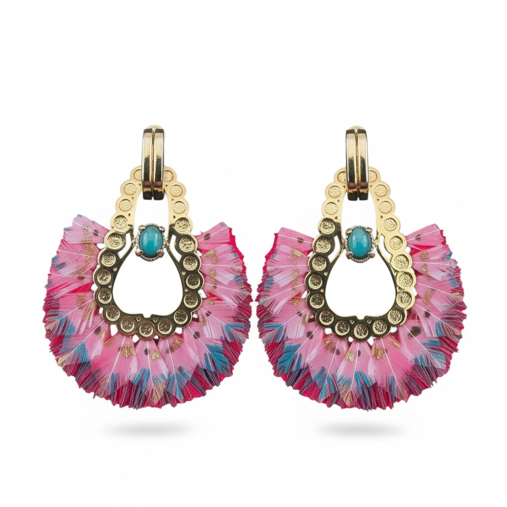 GAS BIJOUX - Boucles d'oreilles FORTALEZA dorées à l'or Fin - Tons de roses