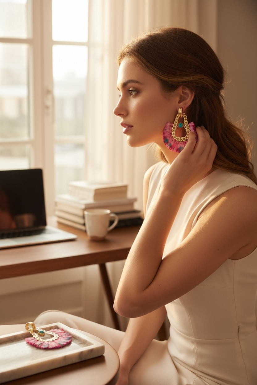 GAS BIJOUX - Boucles d'oreilles FORTALEZA dorées à l'or Fin - Tons de roses