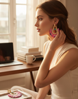 GAS BIJOUX - Boucles d'oreilles FORTALEZA dorées à l'or Fin - Tons de roses