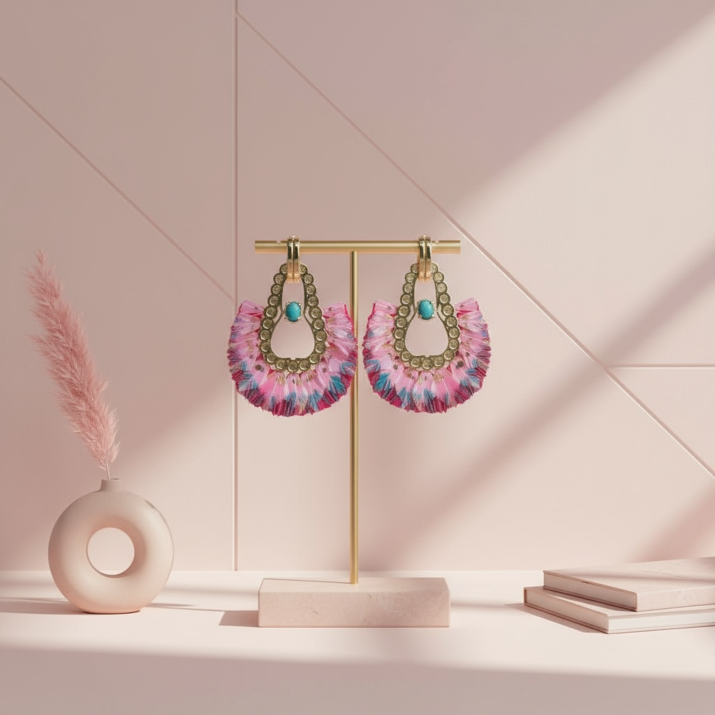 GAS BIJOUX - Boucles d'oreilles FORTALEZA dorées à l'or Fin - Tons de roses