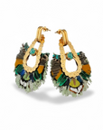 GAS BIJOUX - Boucles d'oreilles FORTALEZA dorées à l'or fin - Tons de verts