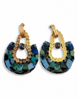 GAS BIJOUX - Boucles d'oreilles FORTALEZA dorées à l'or fin - Tons de bleus
