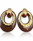 GAS BIJOUX - Boucles d'oreilles SELVA petit modèle acétate couleur chocolat dorées à l'or fin
