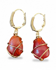 GAS BIJOUX - Boucles d'oreilles TAO RAINBOW dorées à l'or fin - Cornaline