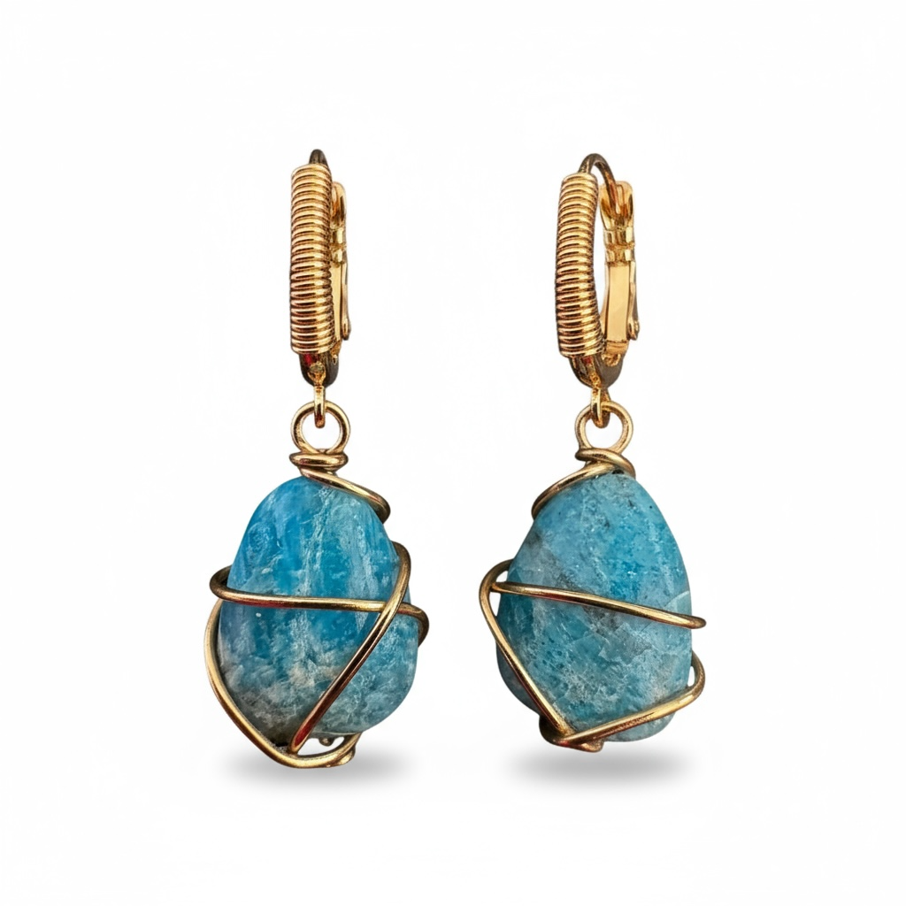 GAS BIJOUX - Boucles d'oreilles TAO RAINBOW dorées à l'or fin - Apatite