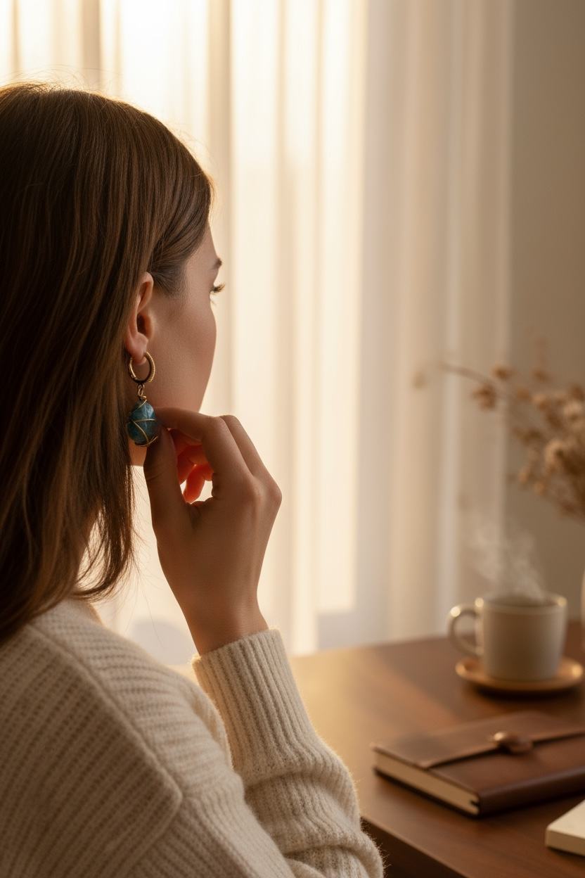 GAS BIJOUX - Boucles d'oreilles TAO RAINBOW dorées à l'or fin - Apatite