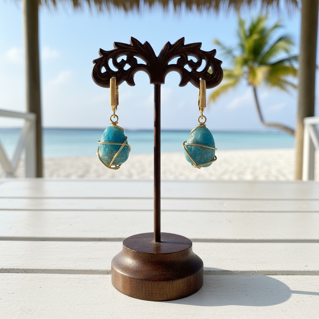 GAS BIJOUX - Boucles d'oreilles TAO RAINBOW dorées à l'or fin - Apatite