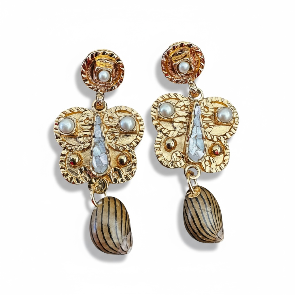 GAS BIJOUX - Boucles d'oreilles PAZ dorées à l'or fin - Perles d'eau douce et Nacre