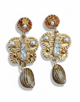GAS BIJOUX - Boucles d'oreilles PAZ dorées à l'or fin - Perles d'eau douce et Nacre