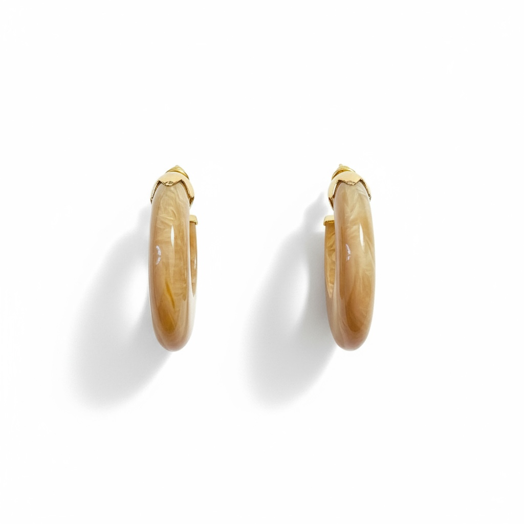 GAS BIJOUX - Boucles d'oreilles créoles ABALONE MINI acétate - Multico beige