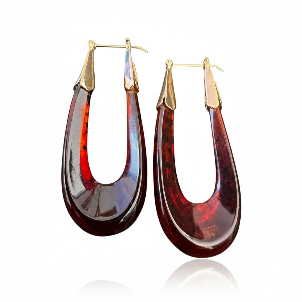 GAS BIJOUX - Boucles d'oreilles ECUME acétate marron dorées à l'or fin