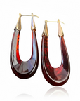 GAS BIJOUX - Boucles d'oreilles ECUME acétate marron dorées à l'or fin