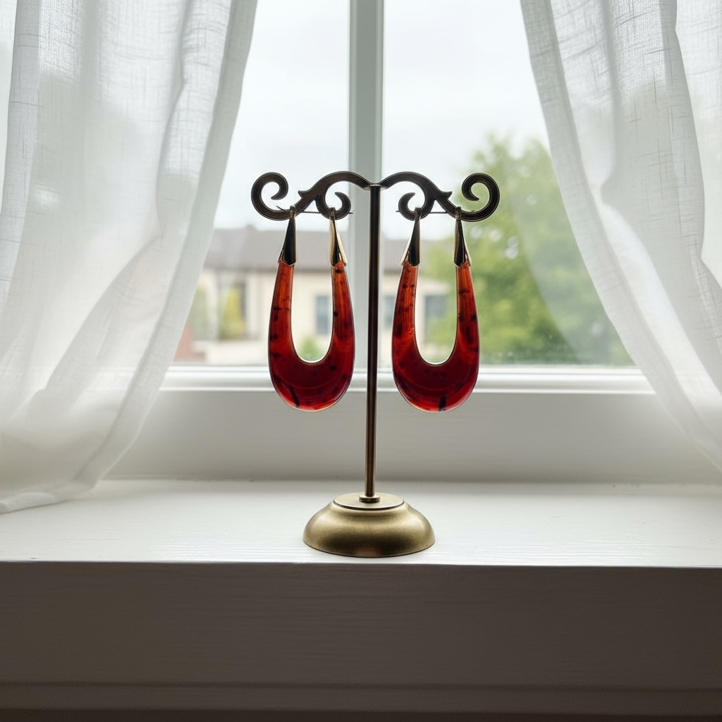 GAS BIJOUX - Boucles d'oreilles ECUME acétate marron dorées à l'or fin