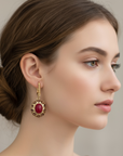 GAS BIJOUX - Boucles d'oreilles dorées à l'or fin - Jaspe rouge et cristaux marron