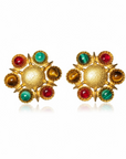 GAS BIJOUX - Boucles d'oreilles AUGUSTA CLIPS dorées à l'or fin - Oeil de tigre, malachite, améthyste