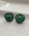 GAS BIJOUX - Boucles d'oreilles clips ATIKA/BIS cristaux vert émeraude dorées à l'or fin