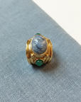 GAS BIJOUX - Bague SIMONE dorée à l'or fin - Calcédoine et Amazonite - TAILLE M