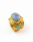 GAS BIJOUX - Bague SIMONE dorée à l'or fin - Calcédoine et Amazonite - TAILLE M