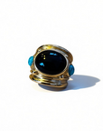 GAS BIJOUX - Bague SIMONE dorée à l'or fin - Onyx et turquoise - Taille S