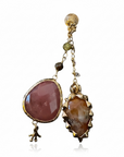 GAS BIJOUX - Boucles d'oreilles PONDICHERY petit modèle dorées à L'or fin - Rhochrodosite et Cornaline