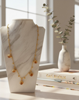 GAS BIJOUX - Collier LUCCE doré à l’or fin - Perles tons brun