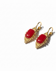 GAS BIJOUX - Boucles d'oreilles SERTI TALISMAN dorées à l'or fin - CORNALINE
